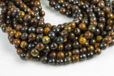 Natural Round Tiger-Iron, High Quality in Faceted Round, 6mm, 8mm, 10mm, 12mm- Full 15.5 Inch Strand Gemstone Beads