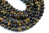 Natural Chocolate Blue Tiger Eye Tiger's Eye Round Beads, 6mm, 8mm, 10mm, or 14mm Beads- Full 15.5 Inch Strands Smooth Gemstone Beads