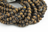 Natural Matte Tiger's Eye Tiger Eye High Quality in Matte Round- d 16" Strand, 4mm, 6mm, 8mm, 12mm, or 14mm Beads- Gemstone Beads