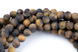 Natural Matte Tiger's Eye Tiger Eye High Quality in Matte Round- d 16" Strand, 4mm, 6mm, 8mm, 12mm, or 14mm Beads- Gemstone Beads