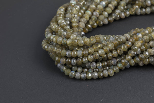 Natural Labradorite facetted roundel 6mm, 8mm, 10mm-Full Strand 15.5 inch Strand Gemstone Beads