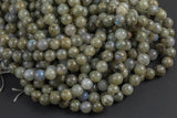 Natural Dark Labradorite Round-6mm, 8mm, 10mm, 12mm- Full 16 inch strand Smooth Gemstone Beads