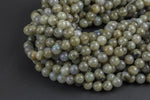 Natural Dark Labradorite Round-6mm, 8mm, 10mm, 12mm- Full 16 inch strand Smooth Gemstone Beads