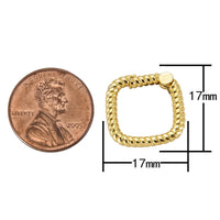 1 pc Dainty Gold Spring Gate Ring, Push Gate ring Charm Holder 14K Gold Clasp for Charm Holder Connector-17mm- Square