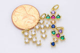 18k Gold Cross Charm Diamond CZ Drop Charm Cubic Protector Pendant Tiny Lucky Dainty Necklace - 11x16mm- 2 pc per order