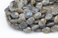 Natural Labradorite - Faceted Oval Beads- High Quality- Full Strand 16" Gemstone Beads