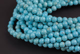 Natural Dyed Turquoise, High Quality in round, 6mm, 8mm, 10mm, 12mm- Full 16 inch strand Smooth Gemstone Beads