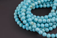 Natural Dyed Turquoise, High Quality in round, 6mm, 8mm, 10mm, 12mm- Full 16 inch strand Smooth Gemstone Beads