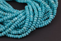 Natural Dyed Lt Med Blue Turquoise, High Quality in Faceted Roundel 6mm Gemstone Beads