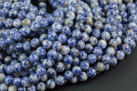 Natural Light Sodalite Round- 6mm 8mm 10mm 12mm-Full Strand 15.5 inch Strand AAA Quality Smooth Gemstone Beads