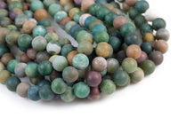 Natural Indian Agate Beads Grade AAA Matte Round, 4mm, 6mm, 8mm, 10mm, 12mm, 14mm -Full Strand 15.5 inch Strand AAA Quality Gemstone Beads