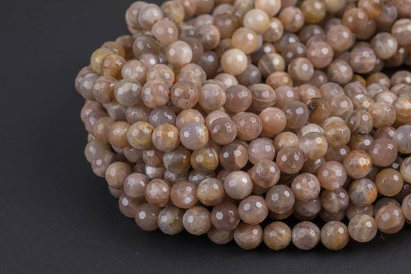 Natural Pinkish Multi Colored Moonstone Sunstone Quality Faceted . Full 15.75" Strand. AAA Quality Gemstone Beads