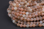 Natural Faceted Multicolored Rainbow Moonstone Beads. Full Strand, 6mm, 8mm, 10mm, or 12mm Beads. Gemstone Beads