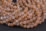 Natural Light Peach Multi Colored Moonstone AAA Quality Faceted with a Lot of Fire Inside. Full 15.75" Strand. AAA Quality Gemstone Beads