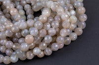 Natural Light Gray Moonstone Faceted Round--Full Strand 15.5 inch Strand, 4mm, 6mm, 8mm, 12mm, or 14mm Beads Gemstone Beads