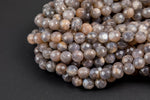 Natural Faceted Chocolate Moonstone - High Quality Grade AAA in Round Beads - 4mm, 6mm, 8mm, 10mm, 12mm- Full 15.5 Inch Strand !!!