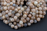 Natural MED Chocolate Moonstone - Chocolate Rainbow Moonstone Beads. Full Strand, 4mm, 6mm, 8mm, 12mm, or 14mm Beads (A quality) AAA Quality