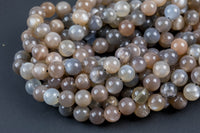 Natural MED Chocolate Moonstone - Chocolate Rainbow Moonstone Beads. Full Strand, 4mm, 6mm, 8mm, 12mm, or 14mm Beads (A quality) AAA Quality