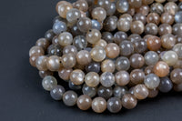 Natural MED Chocolate Moonstone - Chocolate Rainbow Moonstone Beads. Full Strand, 4mm, 6mm, 8mm, 12mm, or 14mm Beads (A quality) AAA Quality