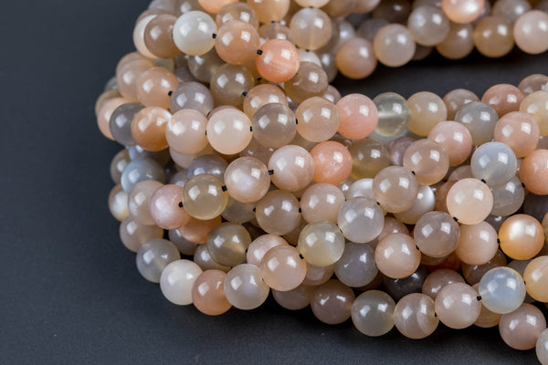 Natural Moonstone, AAA GRADE High Quality in Round- 8mm, 10mm, 12mm- Dark Multi Color AAA Quality Smooth Gemstone Beads