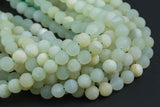 Natural New Mountain Jade, High Quality in Matte Round, 4mm, 6mm, 8mm, 10mm, 12mm, 14mm-Full Strand 16 inch Strand Gemstone Beads