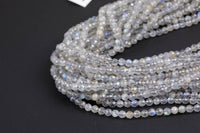Natural Labradorite- Full Strands-15.5 inches-3mm- Nice Size Hole- Diamond Cutting,High Facets-Nice and Sparkly-Faceted Round
