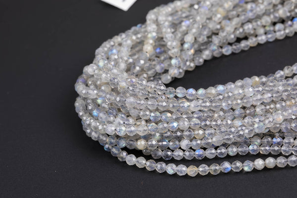 Natural Labradorite- Full Strands-15.5 inches-3mm- Nice Size Hole- Diamond Cutting,High Facets-Nice and Sparkly-Faceted Round