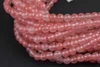 Natural Cherry Quartz, High Quality in Faceted Round-6mm, 8mm, 10mm, 12mm- Wholesale Bulk or Single Strand! AAA Quality Gemstone Beads