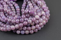 Natural Purple Mica Lepidolite High Quality in Round. 4mm, 6mm, 8mm, 10mm, 12mm-Full Strand 15.5 inch Strand AAA Quality AAA Quality