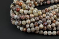 Natural Mexican Crazy Laced Agate Round 4mm, 6mm, 8mm, 10mm, 12mm, 14mm -Full Strand 15.5 inch Strand Smooth Gemstone Beads