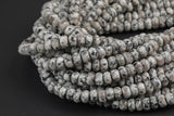 Natural Gray Spotted Jasper, High Quality in Faceted Roundel, 6mm, 8mm, 10mm, 12mm- Full 15.5 Inch Strand Gemstone Beads