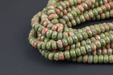 Natural Unakite Unikite- High Quality in Faceted Roundel- 4mm, 6mm, 8mm, 10mm, 12mm Gemstone Beads