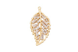 2 pcs 18k Gold Plated Coin leaf Charm Diamond CZ Drop Charm Cubic Luck Pendant Lucky Dainty Necklace -2 pcs per order- 13x27mm