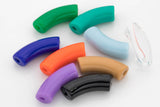 6pc Curved Tube for Bracelet Making - Acrylic Bamboo Beads, Curved Tube Beads, Resin 12 mm x 35mm, Bamboo Bracelet Bangle