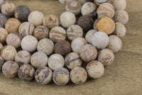 Natural Matte Petrified Wooden Opal Beads 4mm 6mm 8mm 10mm Round Beads Earthy Beige Brown Yellow Gray Stone 15.5" Strand Gemstone Beads