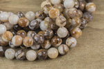 Natural Faceted Petrified Wooden Opal Beads 4mm 6mm 8mm 10mm Round Beads Earthy Beige Brown Yellow Gray Stone 15.5" Strand Gemstone Beads