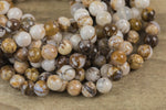 Natural Petrified Wooden Opal Beads 4mm 6mm 8mm 10mm Round Beads Earthy Beige Brown Yellow Gray Stone 15.5" Strand Smooth Gemstone Beads