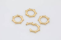 2 pcs Dainty Gold Snap Clasp, 16mm Round Circle Ring, Charm Holder 14K Gold Clasp for Charm Holder Connector