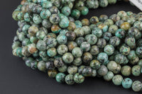 Natural African Turquoise Faceted Round--Full Strand 15.5 inch Strand, 4mm, 6mm, 8mm, 12mm, or 14mm Beads AAA Quality AAA Quality