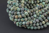 Matte African Turquoise Beads Grade AAA Turquiose Matt Round all sizes- 4mm, 6mm, 8mm, 10mm, 12mm, 14mm- In Full 15.5 Inch Long- All Sizes!!