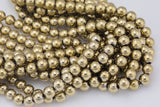 Titanium Pyrite- Light Gold Metallic HEMATITE Beads. Round Smooth. 2mm,3mm, 4mm, 6mm, 8mm,10mm or 12mm. Full Strand 16". AAA Quality