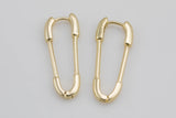 1 Pair Gold Safety pin Paper Clip earrings safety pins/needle earrings/ Safety pin drop earrings Cubic Safety Pin- 2 pcs per order