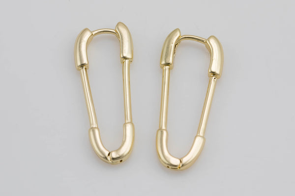 1 Pair Gold Safety pin Paper Clip earrings safety pins/needle earrings/ Safety pin drop earrings Cubic Safety Pin- 2 pcs per order