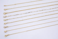 16" 14K DAINTY NECKLACE CHAIN Gold for Layering - Satellite Snake Singapore Figaro Oval Rolo Chain 16" w/ 2-3" extender chain