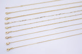 16" 14K DAINTY NECKLACE CHAIN Gold for Layering - Satellite Snake Singapore Figaro Oval Rolo Chain 16" w/ 2-3" extender chain