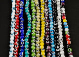 Evil Eye Beads Round Glass Crystal 4mm 6mm 8mm All Colors Available 15-16"