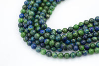 Natural Malachite Azurite Beads Grade AAA Round 4mm, 6mm, 8mm, 10mm, 12mm, 14mm- Full 15.5 Inch strand AAA Quality Smooth Gemstone Beads