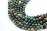 Natural African Turquoise Turquiose Round. 4mm, 6mm, 8mm, 10mm, 12mm- Wholesale Bulk or Single Strand- Full 15.5 Inch Strand Smooth