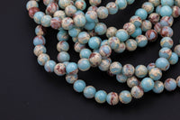 Natural Impression Sea Sediment Jasper Round Beads 4mm 6mm 8mm 10mm Aka Snake Skin Jasper Aqua Terra Jasper 15.5" Strand Smooth