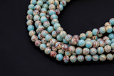 Natural Impression Sea Sediment Jasper Round Beads 4mm 6mm 8mm 10mm Aka Snake Skin Jasper Aqua Terra Jasper 15.5" Strand Smooth